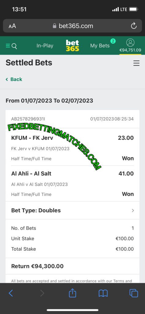 BETTING HT FT FIXED MATCHES DOUBLE WIN